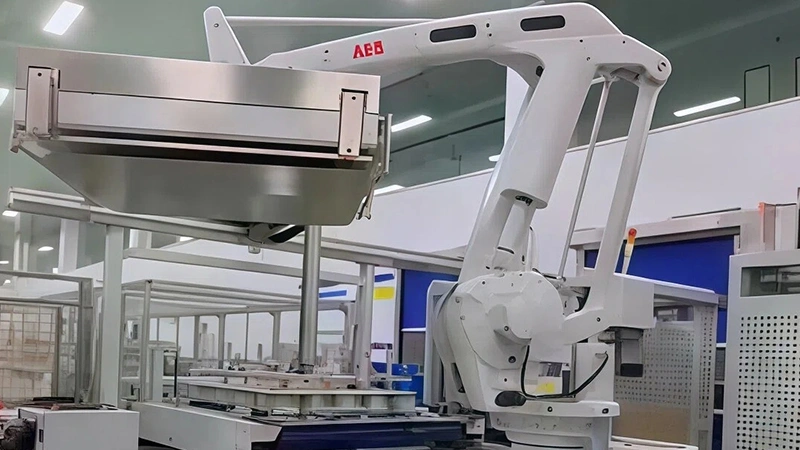 Paletizador robótico automático para latas de pintura